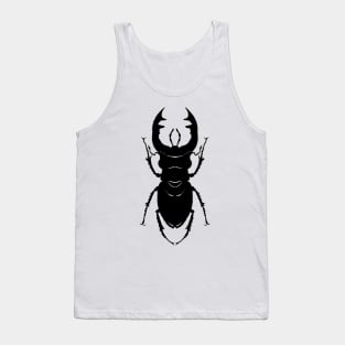 Black silhouette of a deer beetle Tank Top